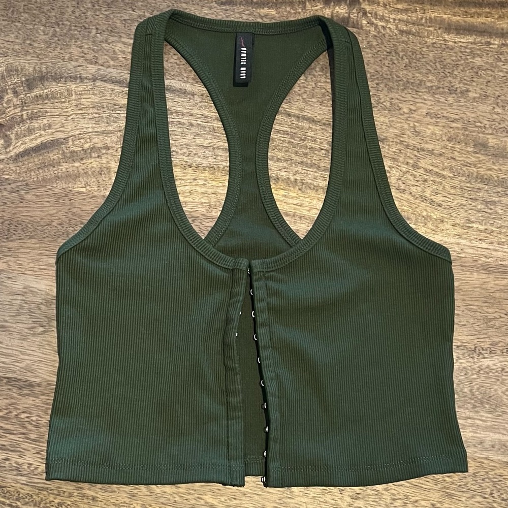 Adam Selman Sport olive green crop tank top